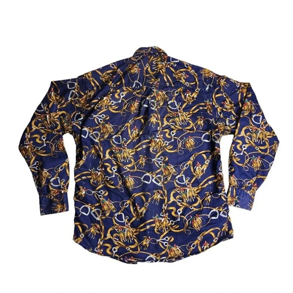 Gitman Bros Button Down Print Horse Polo Equestrian Brothers Size Medium Rare - Picture 2 of 6